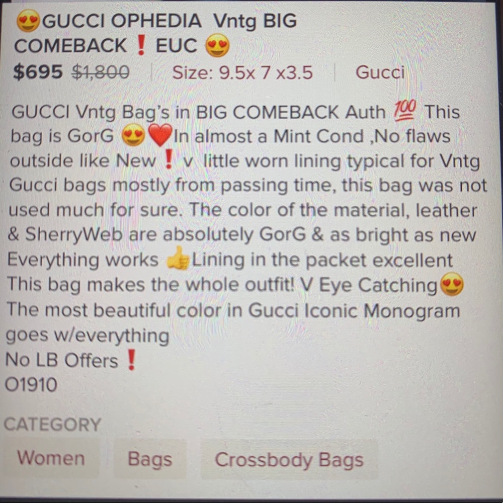 ❌❌SOLD❌❌ GG  Vntg OPHEDIA Big COMEBACK 8+/10 Cond - Picture 8 of 8